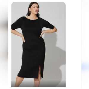 NWT Torrid Midi Studio Cupro Side Slit Bodycon Dress 6X Minimalist